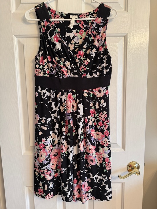 Soma Dresses & Skirts - Soma Black Midi Dress with Pink Floral Print